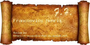 Francsovics Henrik névjegykártya